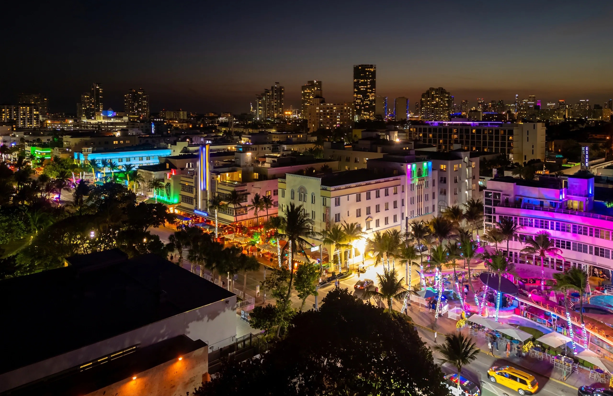 Miami Florida city skyline at night